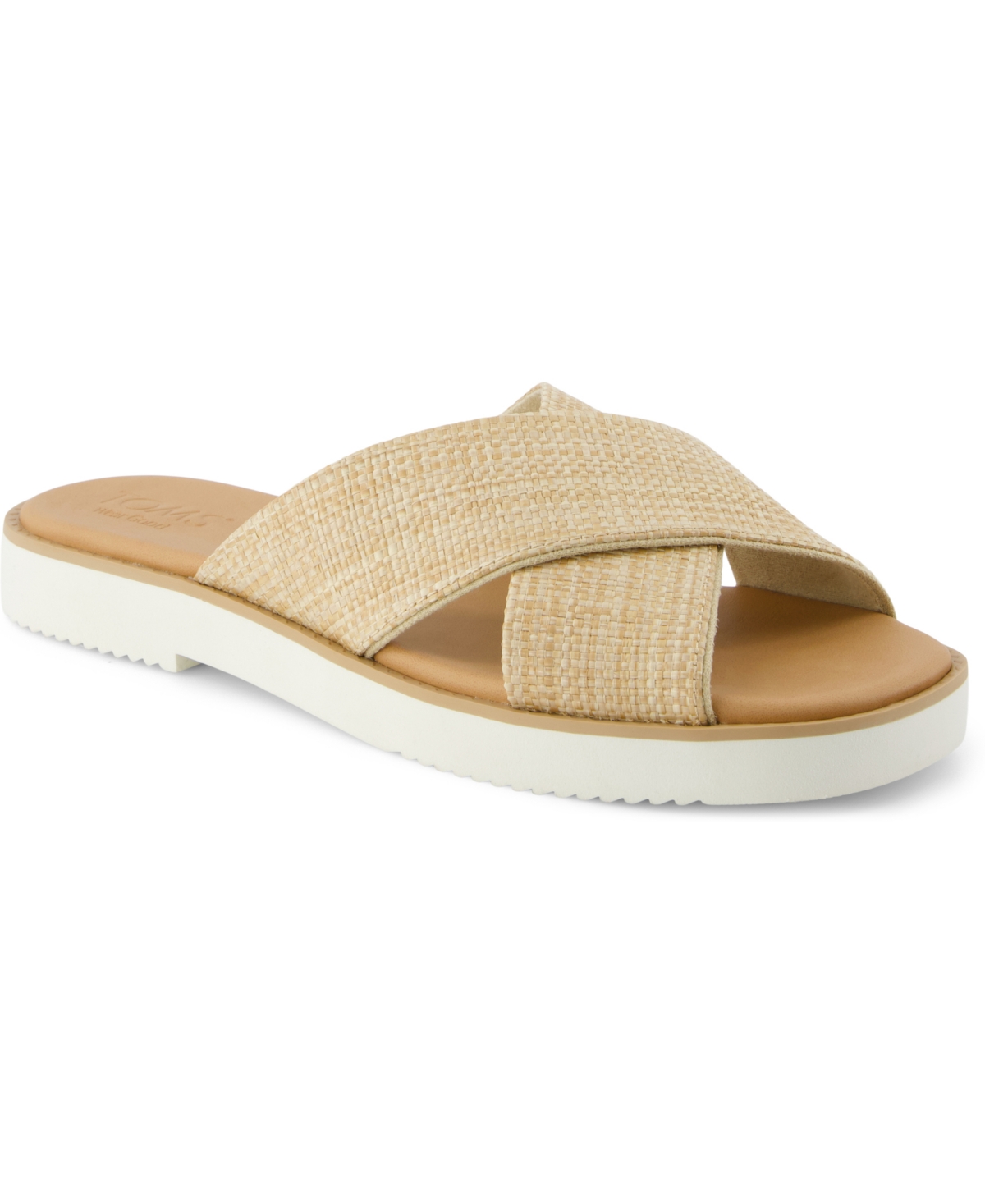 Shop Toms Women's Mae Crossover Open Toe Sandals In Almond Raffia