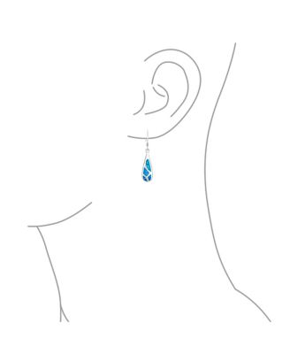 Boho Long Linear Iridescent Rainbow White Created Opal Teardrop Bar Shaped Dangle Earrings Rose Gold .925 Sterling Silver