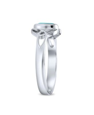 Delicate Oval Natural Stone BFF Sorority Sister Promise Trinity Celtic Knot Ring Thin Band Sterling Silver