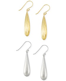 Set of Two Drop Earrings in 14k Gold Vermeil and White Gold Vermeil 