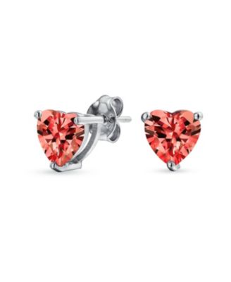 1CT Cubic Zirconia Solitaire Heart Shaped CZ Stud Earrings .925 Sterling Silver 7MM image