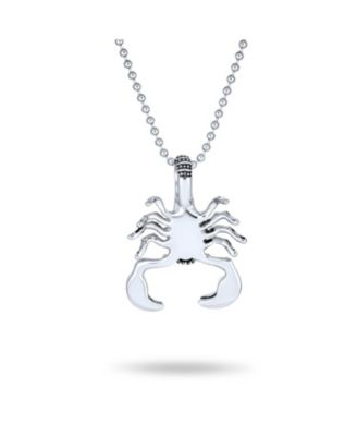 Tribal Zodiac Scorpion Necklace Stainless Steel Oxidized Black 20 Inches