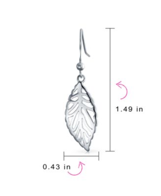 Filigree Leaf Feather Dangle Earrings in Sterling Silver 1.5 Inch Western Jewelry