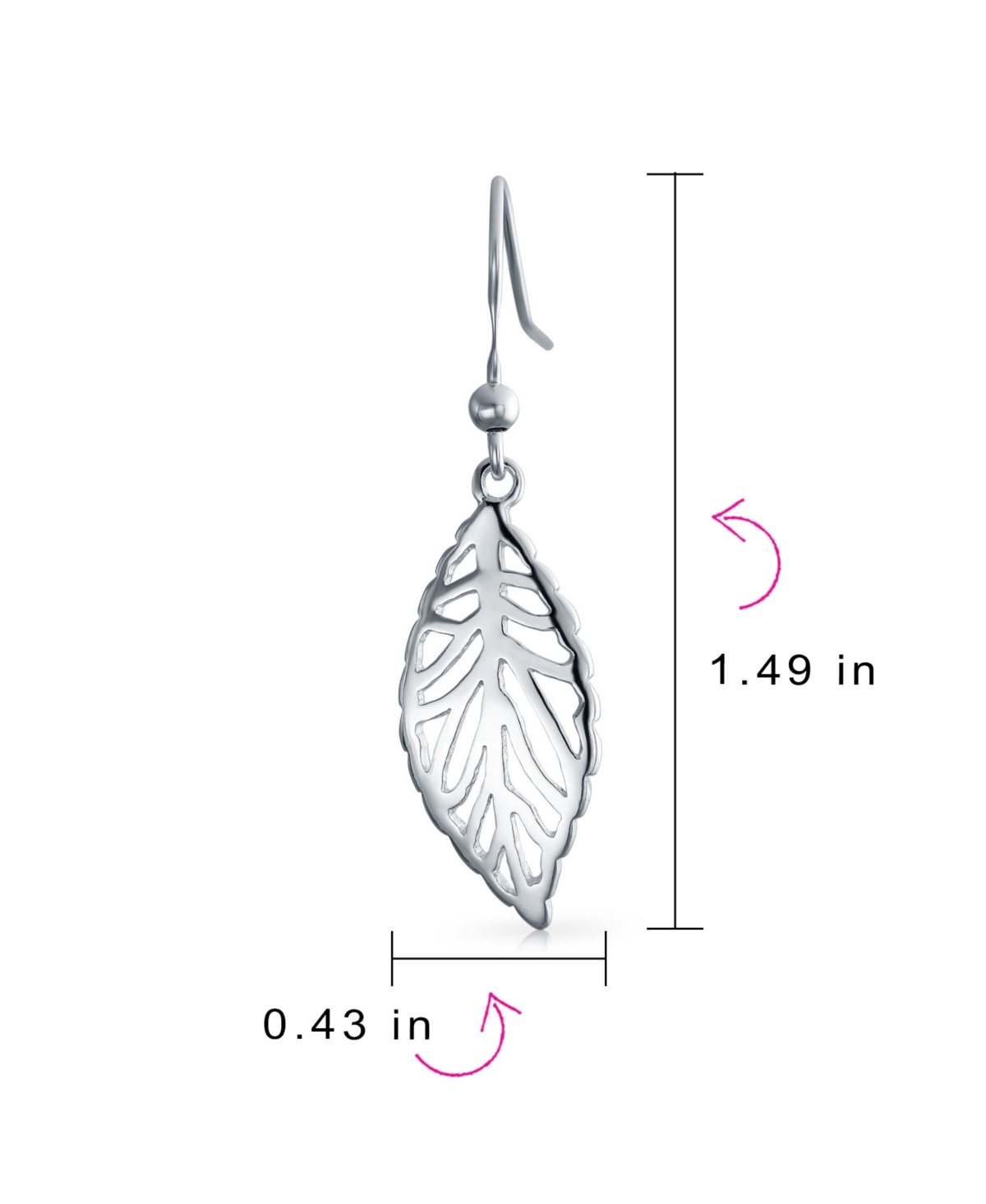 Bling Jewelry Filigree Leaf Feather Dangle Earrings in Sterling Silver 1.5 Inch Western Jewelry