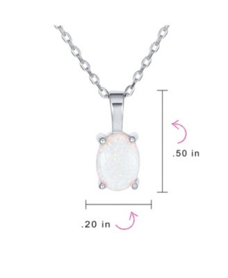 Oval Created Opal Solitaire Pendant Necklace in Rose Gold Sterling Silver
