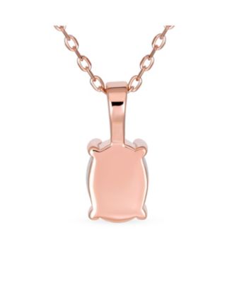 Oval Created Opal Solitaire Pendant Necklace in Rose Gold Sterling Silver