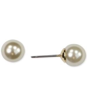 image of Anne Klein Gold-Tone Imitation Pearl (8mm) Stud Earrings
