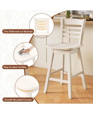 4 PCS 24.5" Counter Height Bar Chairs Swivel Bar Stools with Hollow Backrest