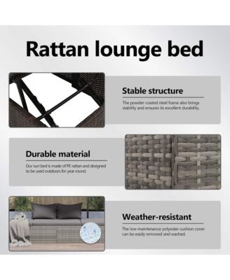 Patio Bed Gray 76.8"x23.6" Poly Rattan