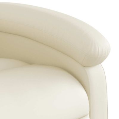 Recliner Chair Cream Faux Leather, Foam, Metal, Plywood Standard