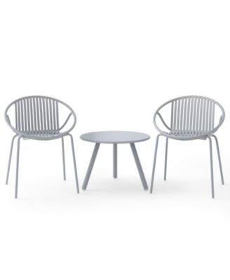 All Weather PP Patio Conversation Set with Round Coffee table and 2 Chairs