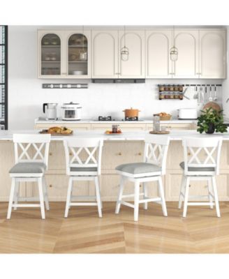 Bar Stool with Contoured Backrest and Swivel Padded Seat