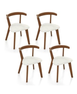 Wood Dining Chair Set of 2 with Padded Seat and Curved Back