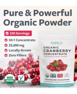 USDA Organic Cranberry Concentrate, Pure Cranberry Juice Concentrate for Urinary Tract, Joint & Kidney Health Support, 200srv