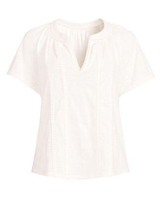 Women's Slub Short Sleeve Notch Neck Top