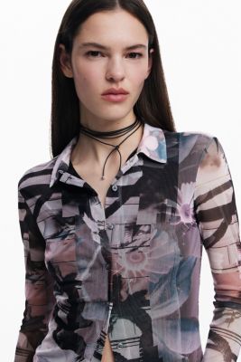 Women's Buttoned tulle T-shirt