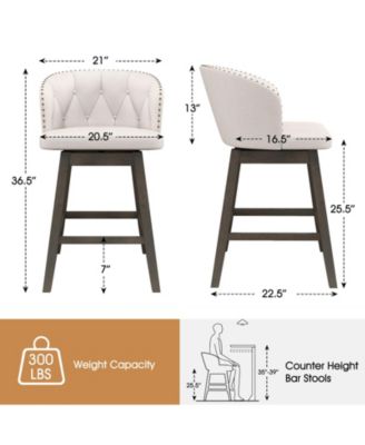 Set of 2 Counter Height Fabric Upholstered Bar Stools Stylish and Comfortable Seating for Kitchen or Bar