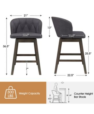 Set of 2 Counter Height Fabric Upholstered Bar Stools Stylish and Comfortable Seating for Kitchen or Bar