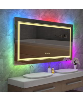 23.6x31.5 in LED  Bathroom Wall Mirror RGB Touch Anti Fog Multicolor Dimmable