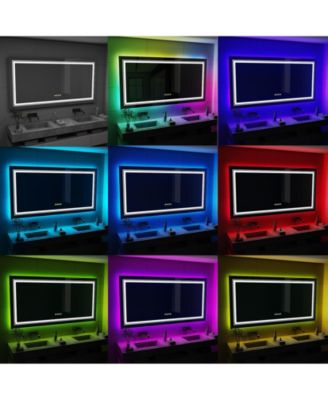 23.6x31.5 in LED  Bathroom Wall Mirror RGB Touch Anti Fog Multicolor Dimmable