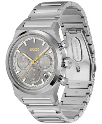 Men's Candor Quartz Chronograph Silver-Tone Stainless-Steel Watch, 41mm