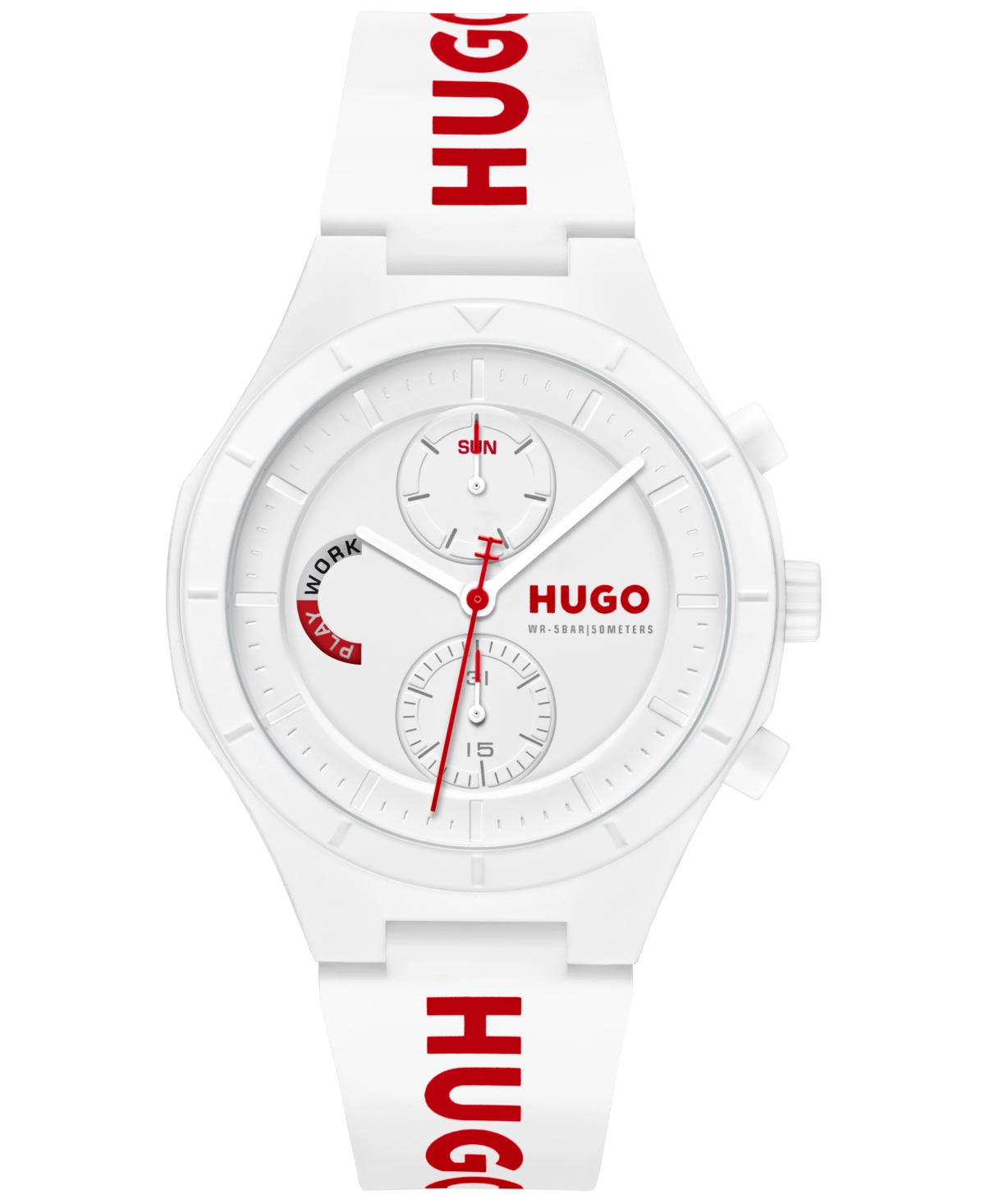 Hugo Boss Men's Lit Multi Quartz Multifunction White Silicone Watch, 44mm