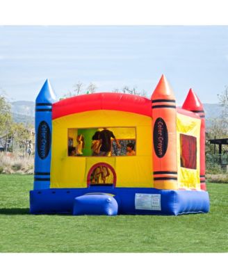 HeroKiddo Crayon Inflatable Bounce House Backyard Party Moonwalk Size 13'x13' (with Air Blower), Commercial Grade PVC Vinyl, for Kids and Adults, Outdoor Indoor