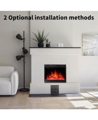 Electric 20" Fireplace Wooden Surround Firebox Free Standing, Adjustable Led Flame, 750-1500W