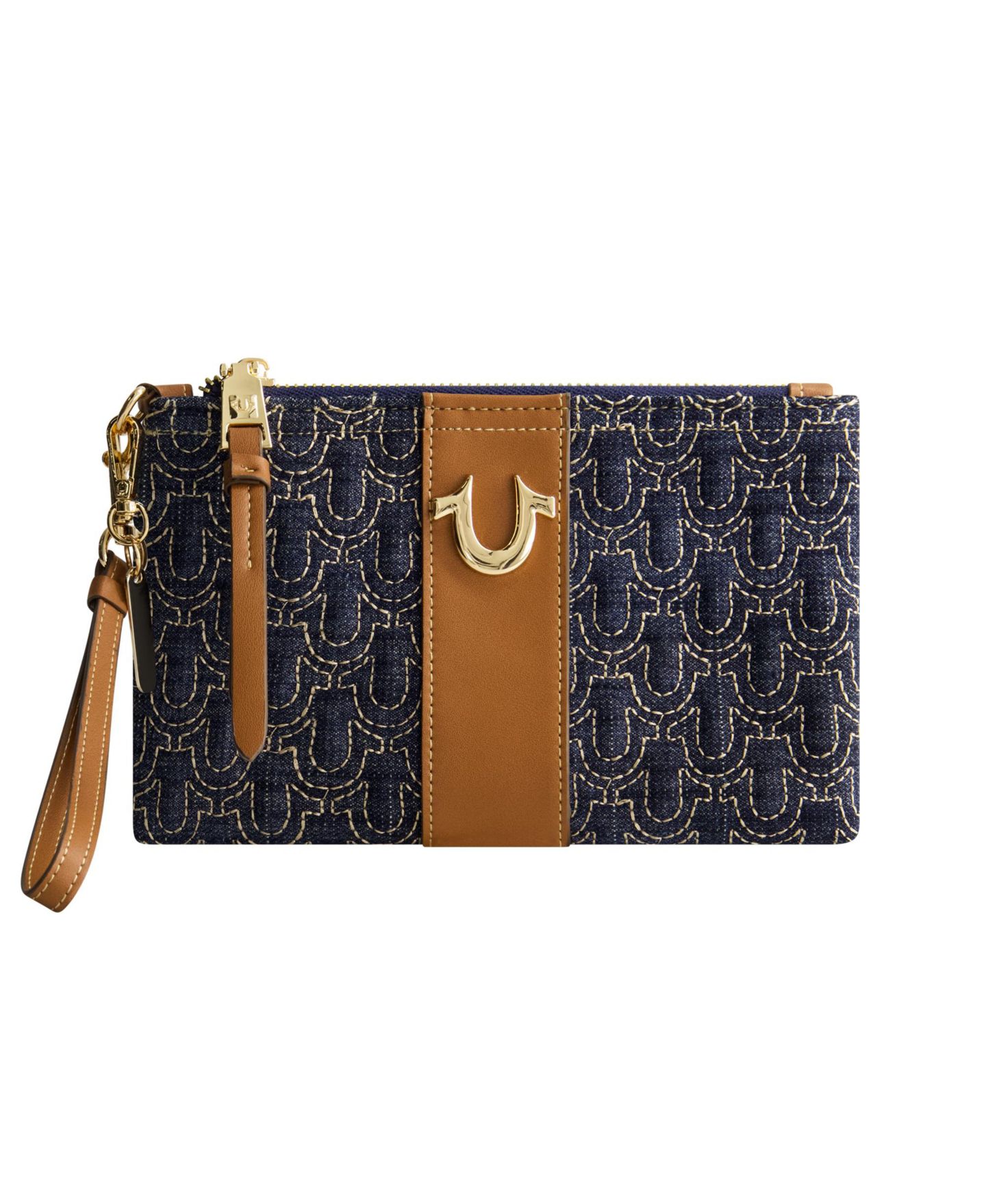 Женский кошелёк True Religion Quilted Horseshoe Wristlet Pouch, цвет: Тёмный джинсовый — фото 1