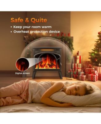 Freestanding Electric Fireplace Stove – Realistic Flame Heater with Remote, Timer & Adjustable Flame Settings