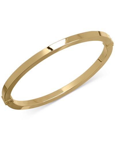 gold bangle hinged 14k bracelet tube square italian