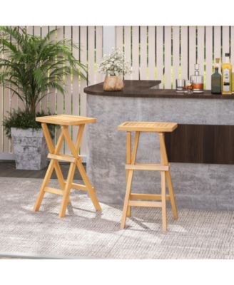 Set of 2 No Assembly Outdoor Bar Stools with Countered Seat