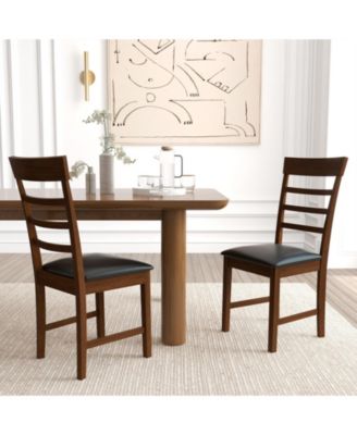 Wooden Dining Chair with Rubber Wood Frame Set of 2