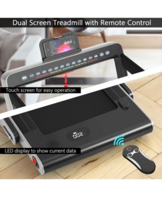 2.25 HP 2-in-1 Folding Walking Pad Treadmill with Dual Display and App Control