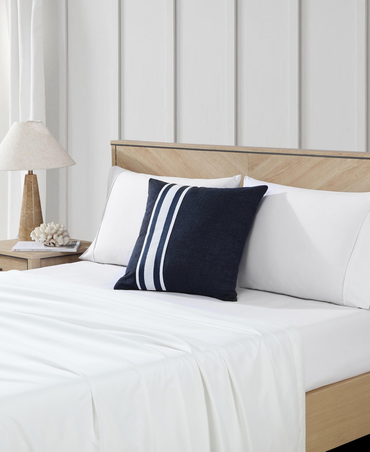 Nautica Sailor Harbor Embroidered Square Pillow, 20" X 20" In Navy