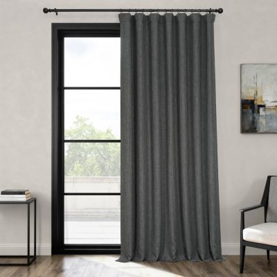 Extra Wide Faux Linen Room Darkening Curtains for Bedroom and Living Room Curtains (1 Panel)
