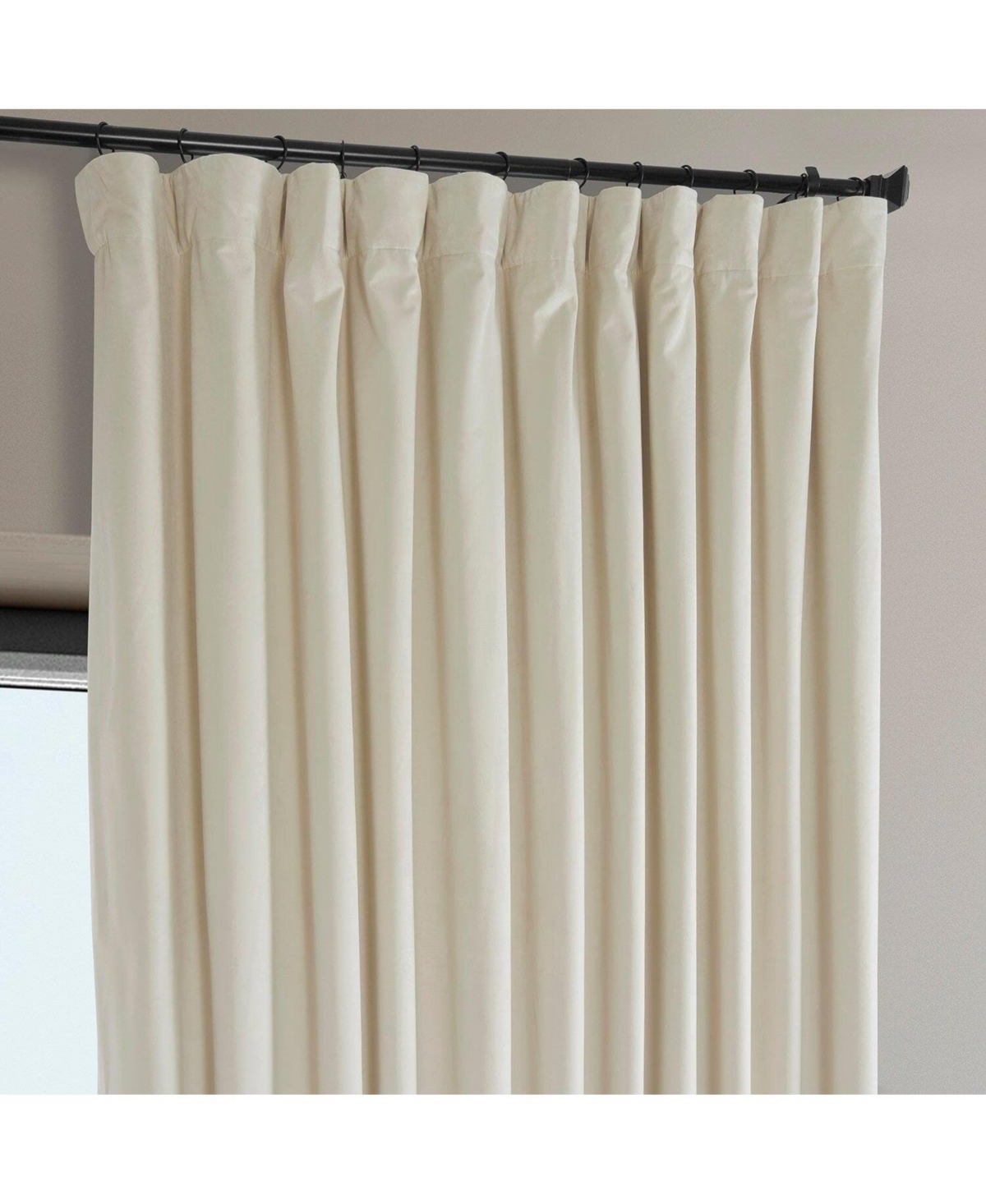 Half Price Drapes Diva Cream Extra Wide Signature Plush Velvet Hotel Blackout Curtain In Cream