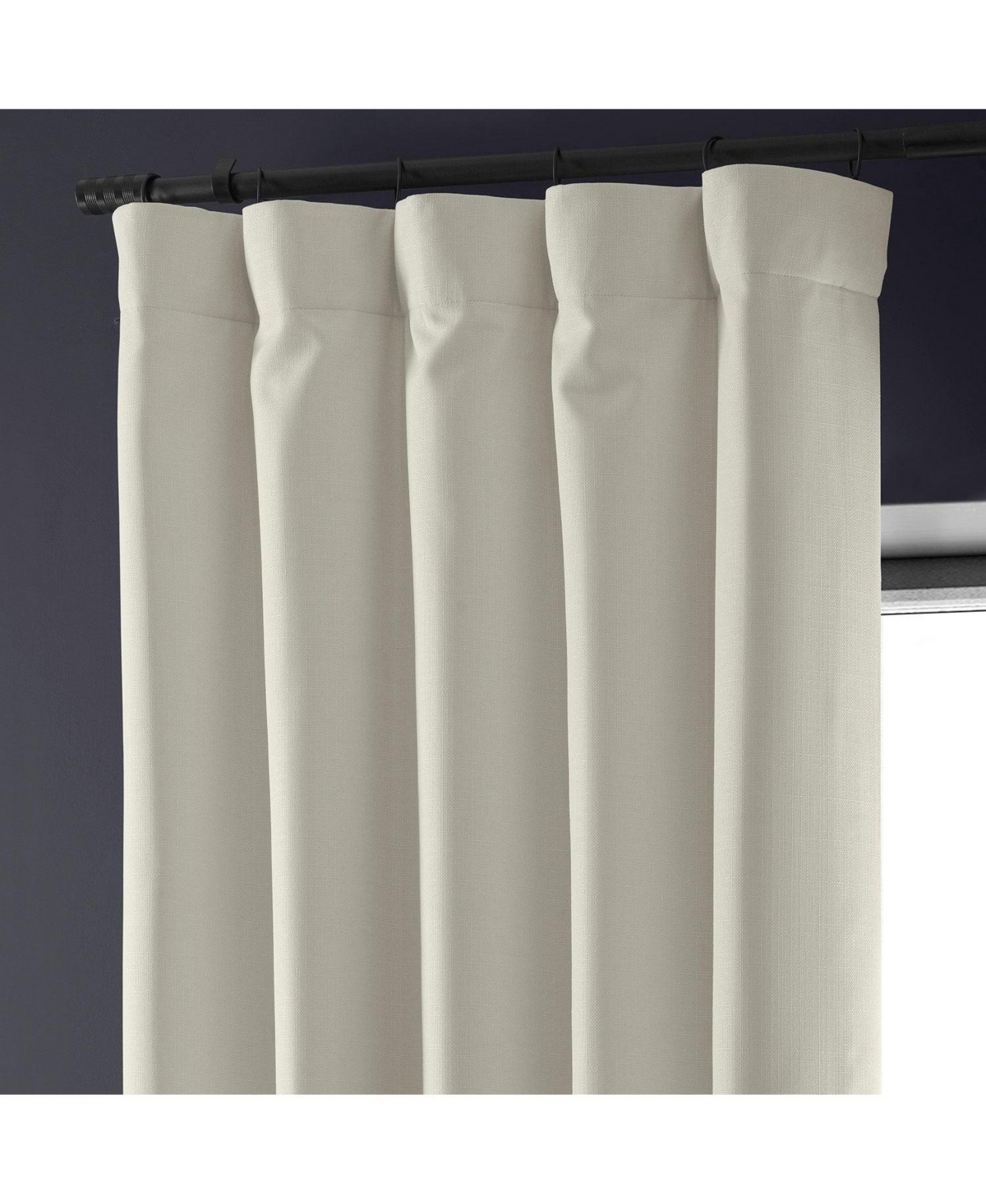Half Price Drapes Excursion Ivory Faux Linen Hotel Blackout Curtain In White