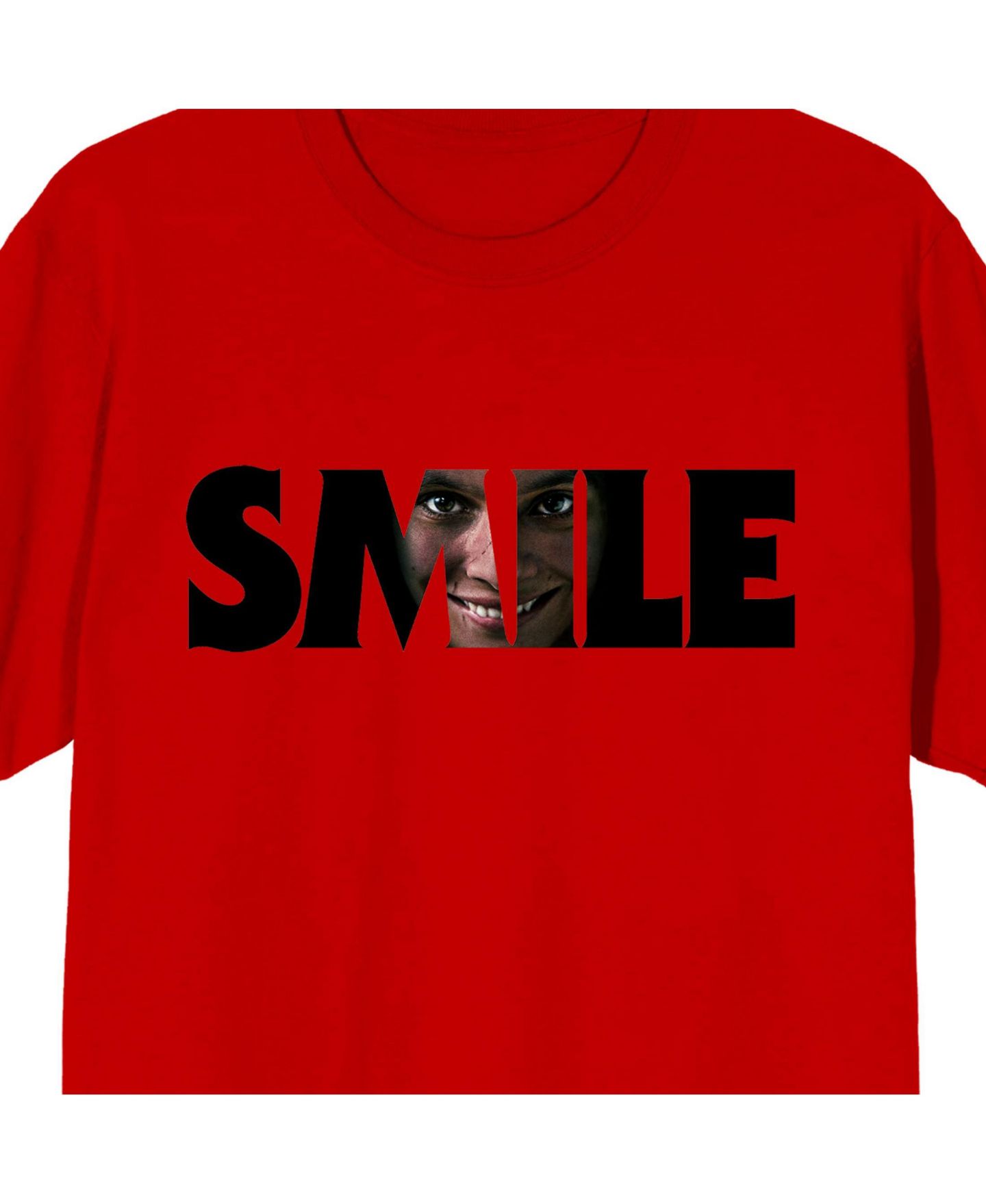 Мужская футболка Smile Text With Hidden Face Crew Neck Short Sleeve Adult Red T-shirt-XXL, цвет: Красный — фото 2