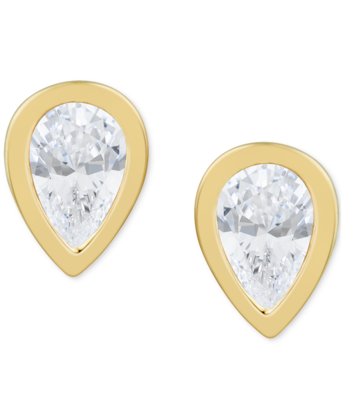 Macy's Diamond Pear Bezel Stud Earrings (1/2 Ct. T.w.) In 14k Gold In Yellow Gold