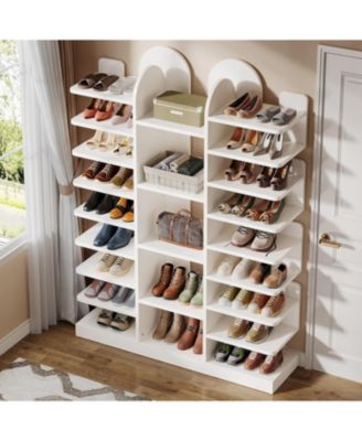 13-Tier Shoe Rack, Freestanding Tall Entryway Shoe Organizer with Open Shelves, 40 Pairs Wide Wooden Shoe Shelf Shoe Storage Cabinet