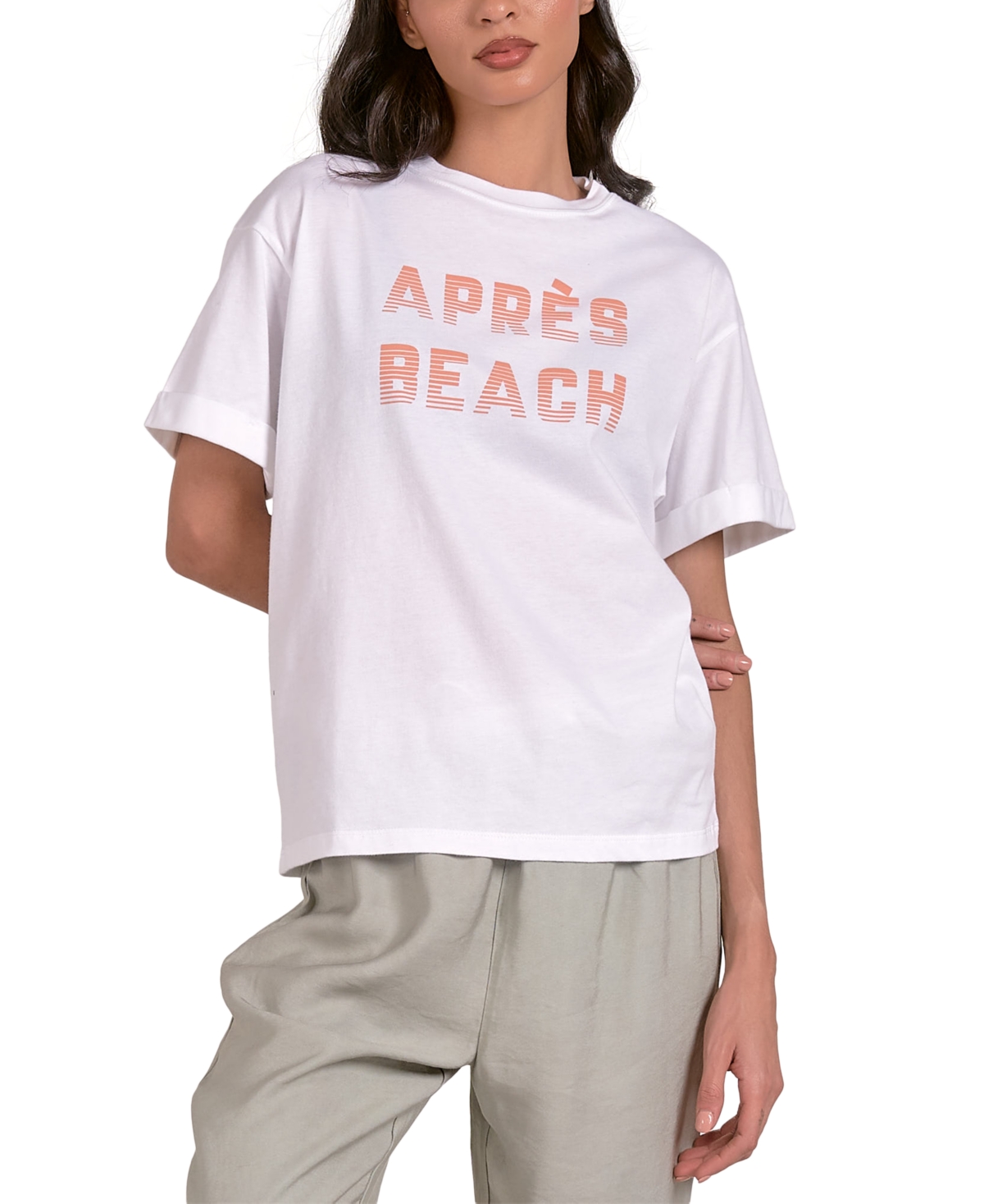 Women's Cotton Apres Beach Crewneck Tee - White