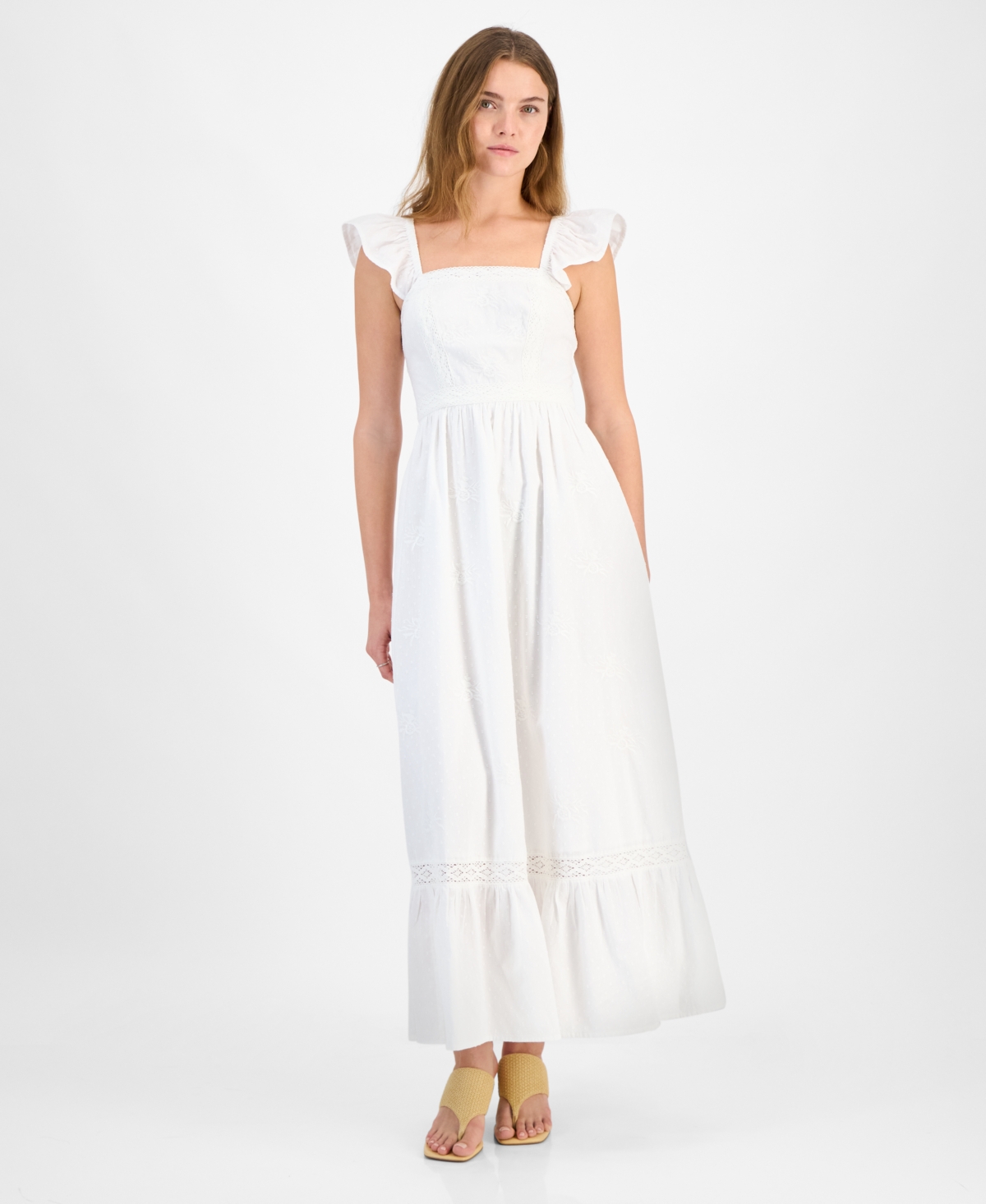 Shop And Now This Petite Flutter-sleeve Embroidered Maxi Dress, Exclusively At Macy's