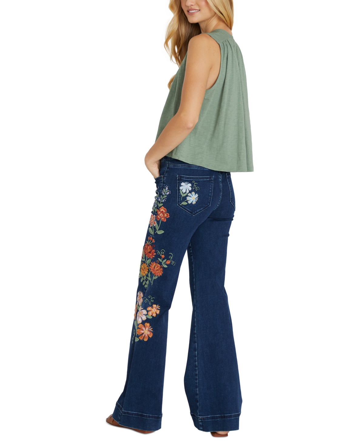 Driftwood Women's Fallon Flared Jeans X Pressed Flowers In Medium Wash