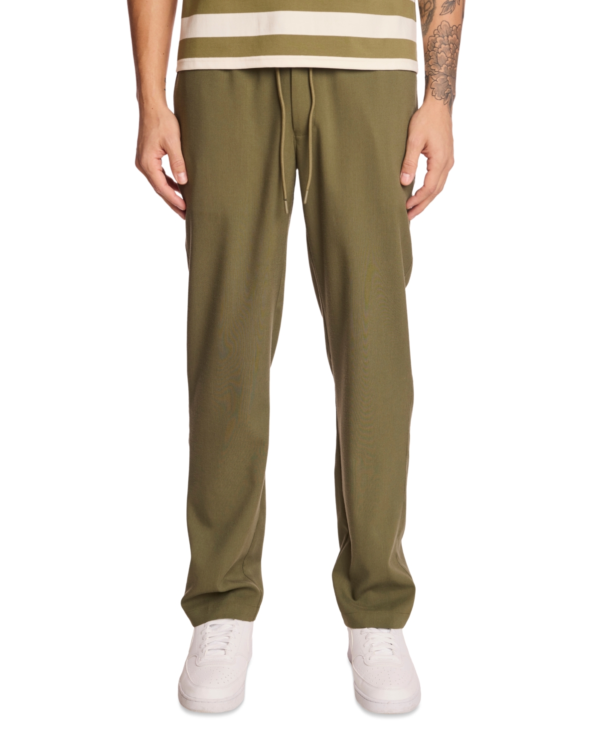 Men's Slim Fit Chester Drawstring Pants - Olive Melange