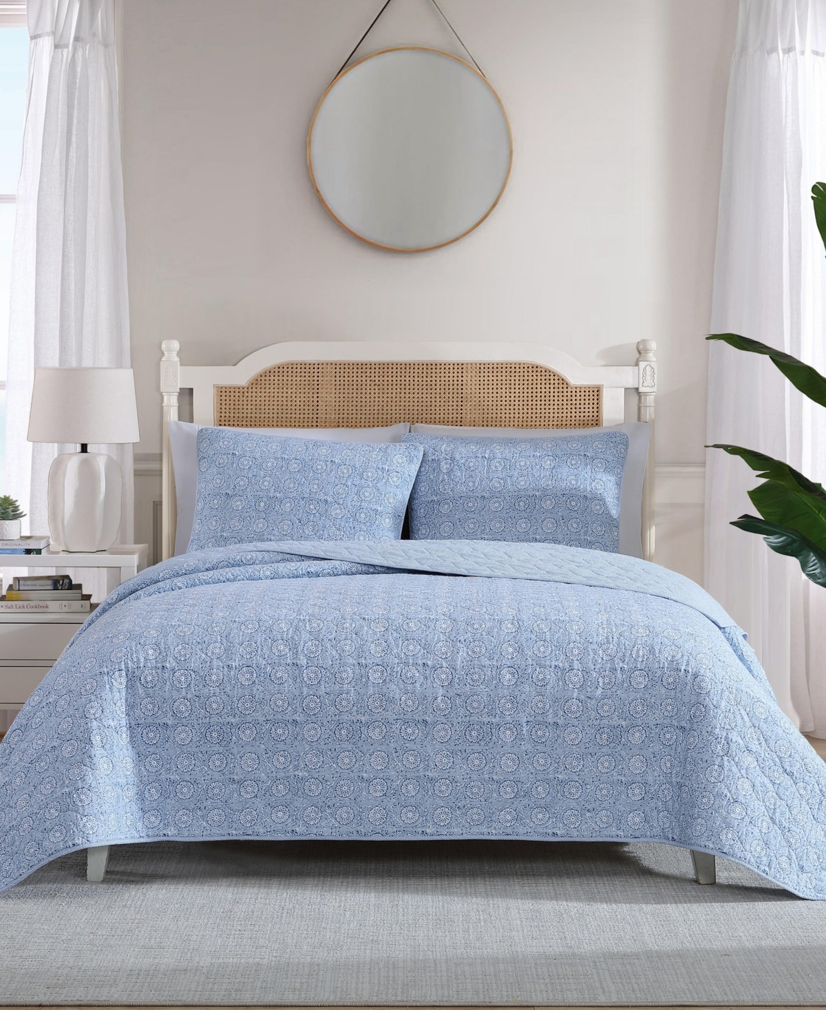 Nautica Floral Park Reversible 3-pc. Quilt Set, King In Blue