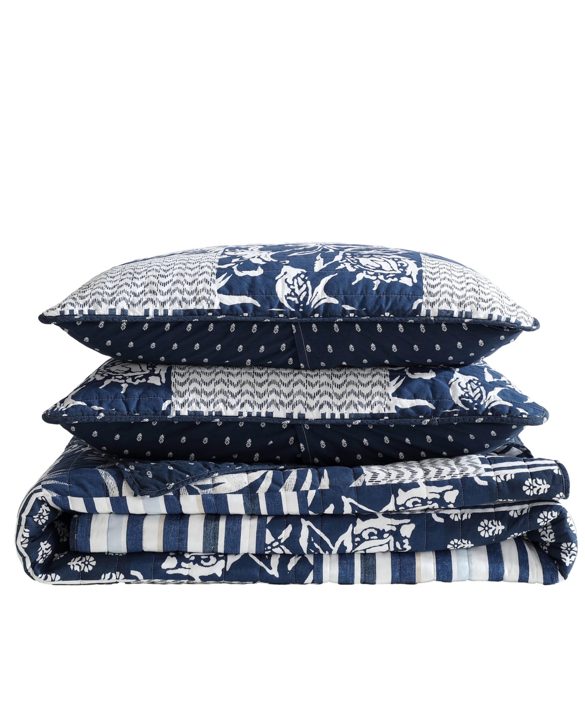 Nautica Avalon Patchwork Reversible 2-pc. Quilt Set, Twin In Navy,white