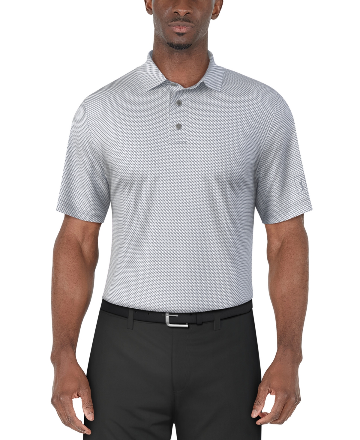 Pga Tour Men's Short Sleeve Micro Geo Print Polo Shirt In Tradewinds