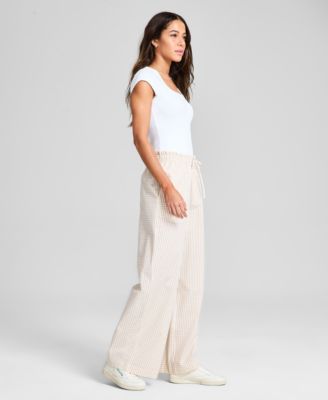 Women's Cotton Tie-Waist Wide-Leg Pants, Exclusively at Macy's