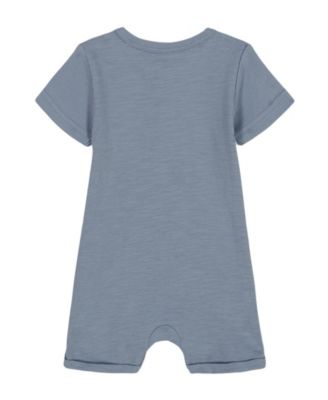 Baby Boys Slub Jersey Button-Up Shorts Coverall